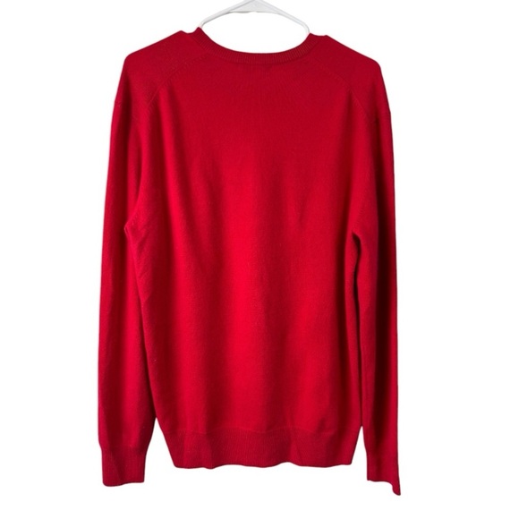 Alan Flusser Size Large Red 100% Cashmere V-Neck Sweater Super Soft - Picture 2 of 5